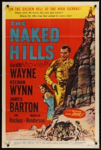 7r621 NAKED HILLS 1sh '56 David Wayne in the golden Hell of the High Sierras!