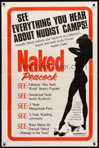 7r622 NAKED PEACOCK 1sh '75 Nudist Documentary, sexy silhouette of nude woman!