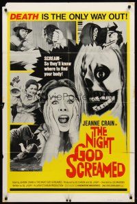 7r637 NIGHT GOD SCREAMED 1sh '71 Jeanne Crain, death is the only way out!