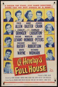 7r644 O HENRY'S FULL HOUSE 1sh '52 Fred Allen, Anne Baxter, Jeanne Crain & young Marilyn Monroe!