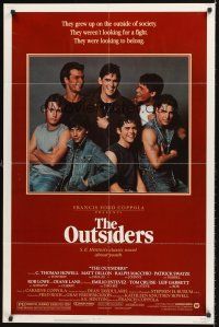 7r663 OUTSIDERS 1sh '82 Coppola, S.E. Hinton, Howell, Dillon, Macchio, Swayze, Lowe, Cruise!