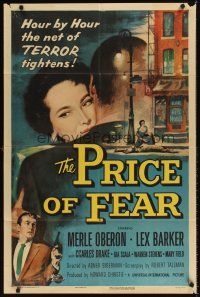 7r697 PRICE OF FEAR 1sh '56 the net of terror tightens on Merle Oberon, now there's no escape!