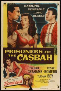 7r698 PRISONERS OF THE CASBAH 1sh '53 dazzling, desirable, and deadly sexy Gloria Grahame!