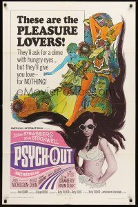 7r704 PSYCH-OUT 1sh '68 AIP, psychedelic drugs, sexy pleasure lover Susan Strasberg!