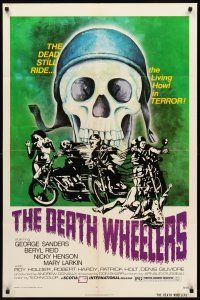 7r703 PSYCHOMANIA 1sh R73 George Sanders, The Death Wheelers, wild biker horror art!