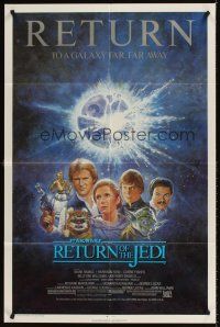 7r721 RETURN OF THE JEDI 1sh R85 George Lucas classic, different montage art by Tom Jung!