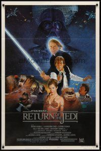 7r722 RETURN OF THE JEDI style B 1sh '83 George Lucas classic, Sano art of Hamill, Ford & Fisher!