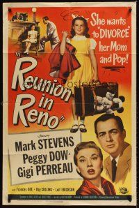 7r725 REUNION IN RENO 1sh '51 Mark Stevens, Peggy Dow, she wants to divorce her mom & pop!