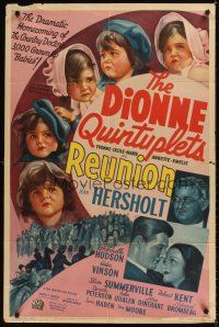7r724 REUNION style A 1sh '36 great image of the Dionne Quintuplets, Jean Hersholt, Rochelle Hudson