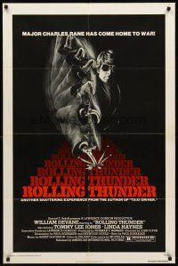 7r736 ROLLING THUNDER 1sh '77 Paul Schrader, wild image of crazed veteran with hook!