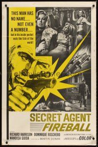 7r754 SECRET AGENT FIREBALL 1sh '66 Bond rip-off, the man with no name, not even a number!