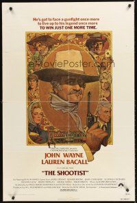7r771 SHOOTIST 1sh '76 best Richard Amsel artwork of cowboy John Wayne & cast montage!