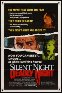 7r782 SILENT NIGHT, DEADLY NIGHT 1sh '84 the movie that went too far, now you can see it uncut!