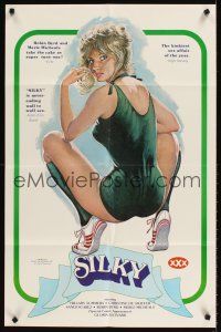 7r783 SILKY 1sh '80 Gloria Leonard, art of sexy Merle Michaels in the title role!