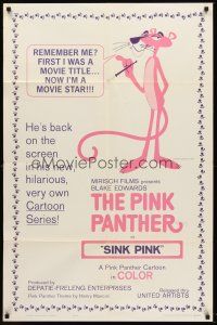 7r785 SINK PINK 1sh '65 great image of Blake Edwards' Pink Panther, he's a star now!