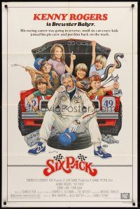 7r788 SIX PACK 1sh '82 great artwork of Kenny Rogers & his young car racing crew
