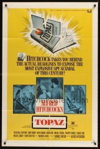 7r918 TOPAZ 1sh '69 Alfred Hitchcock, John Forsythe, most explosive spy scandal of this century!