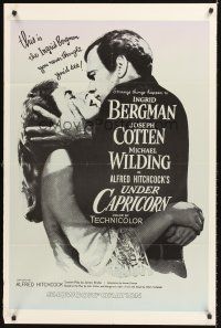 7r940 UNDER CAPRICORN 1sh R70s romantic image of Ingrid Bergman & Joseph Cotten, Alfred Hitchcock!