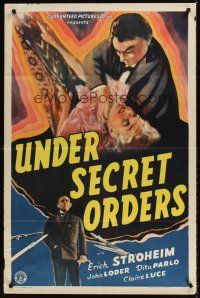 7r941 UNDER SECRET ORDERS 1sh '43 Erich von Stroheim, gripping expose of a most sinister spy ring!