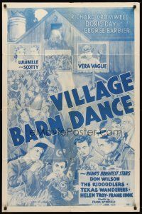 7r955 VILLAGE BARN DANCE 1sh R53 radio's brightest stars, Vera Vague, The Kidoodlers, Don Wilson!