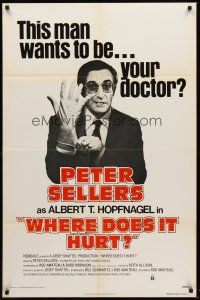 7r977 WHERE DOES IT HURT 1sh R78 wacky image of doctor Peter Sellers, only where you laugh!