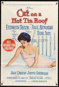 7s524 CAT ON A HOT TIN ROOF Aust 1sh R66 stone litho art of Elizabeth Taylor as Maggie the Cat!