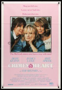 7s527 CRIMES OF THE HEART Aust 1sh '87 close up of Diane Keaton, Sissy Spacek & Jessica Lange!