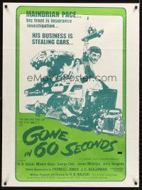 7s539 GONE IN 60 SECONDS Aust 1sh '74 cool art of stolen cars by Edward Abrams, crime classic!