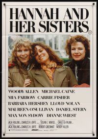 7s541 HANNAH & HER SISTERS Aust 1sh '86 Allen directed, Mia Farrow, Dianne Weist & Barbara Hershey!