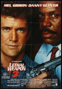 7s558 LETHAL WEAPON 2 Aust 1sh '89 great close-up image of cops Mel Gibson & Danny Glover!