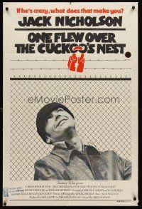 7s573 ONE FLEW OVER THE CUCKOO'S NEST Aust 1sh '75 great image of Nicholson, Milos Forman classic!