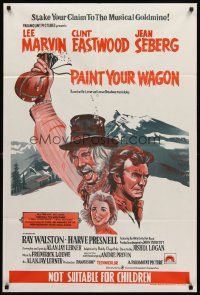 7s577 PAINT YOUR WAGON Aust 1sh R70s art of Clint Eastwood, Lee Marvin & Jean Seberg!