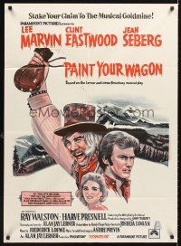 7s576 PAINT YOUR WAGON Aust 1sh '69 art of Clint Eastwood, Lee Marvin & pretty Jean Seberg!