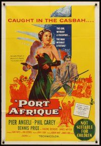 7s583 PORT AFRIQUE Aust 1sh '56 art of super sexy Pier Angeli caught in the Casbah with gun!