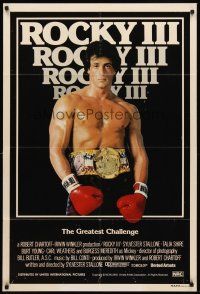 7s590 ROCKY III Aust 1sh '82 great image of boxer & director Sylvester Stallone w/gloves & belt!