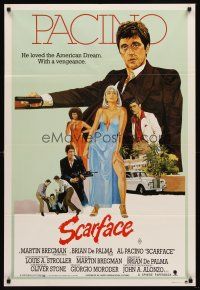 7s593 SCARFACE Aust 1sh '83 Al Pacino as Tony Montana, Michelle Pfeiffer, Brian De Palma