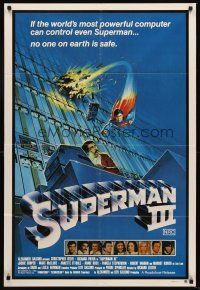 7s603 SUPERMAN III Aust 1sh '83 art of Christopher Reeve flying toward Richard Pryor by L. Salk!