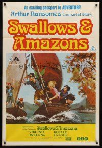 7s604 SWALLOWS & AMAZONS Aust 1sh '74 Virginia McKenna, Ronald Fraser, art of sailing kids!