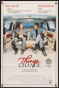 7s608 THINGS CHANGE Aust 1sh '88 great image of Joe Mantegna & Don Ameche in limousine!