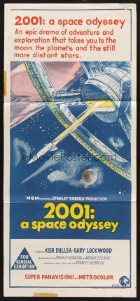 7s622 2001: A SPACE ODYSSEY Aust daybill '68 Stanley Kubrick classic, art of space wheel!