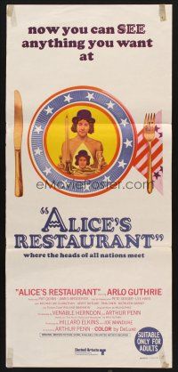 7s630 ALICE'S RESTAURANT Aust daybill '69 Arlo Guthrie, musical comedy directed by Arthur Penn!