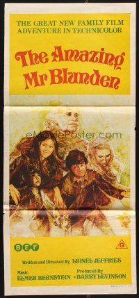 7s633 AMAZING MR BLUNDEN Aust daybill '72 Laurence Naismith, Lynne Frederick, cool art!