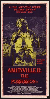 7s637 AMITYVILLE II Aust daybill '82 The Possession, creepy horror image!