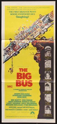 7s661 BIG BUS Aust daybill '76 Jack Davis art, first disaster movie where everyone dies laughing!
