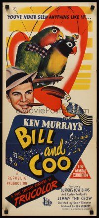 7s663 BILL & COO Aust daybill '48 Ken Murray's trained birds, you've never seen anything like it!