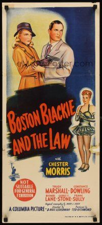 7s666 BOSTON BLACKIE & THE LAW Aust daybill '46 stone litho art of Chester Morris & dames!