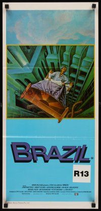 7s672 BRAZIL Aust daybill '85 Terry Gilliam, cool sci-fi fantasy art by Lagarrigue!