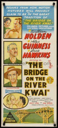 7s673 BRIDGE ON THE RIVER KWAI Aust daybill '58 William Holden, David Lean classic, stone litho!
