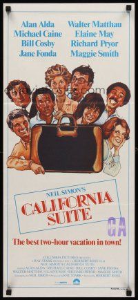 7s680 CALIFORNIA SUITE Aust daybill '78 Alan Alda, Michael Caine, Fonda, all-star cast Drew art!