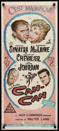 7s682 CAN-CAN Aust daybill '60 Frank Sinatra, Shirley MacLaine, Maurice Chevalier & Louis Jourdan!